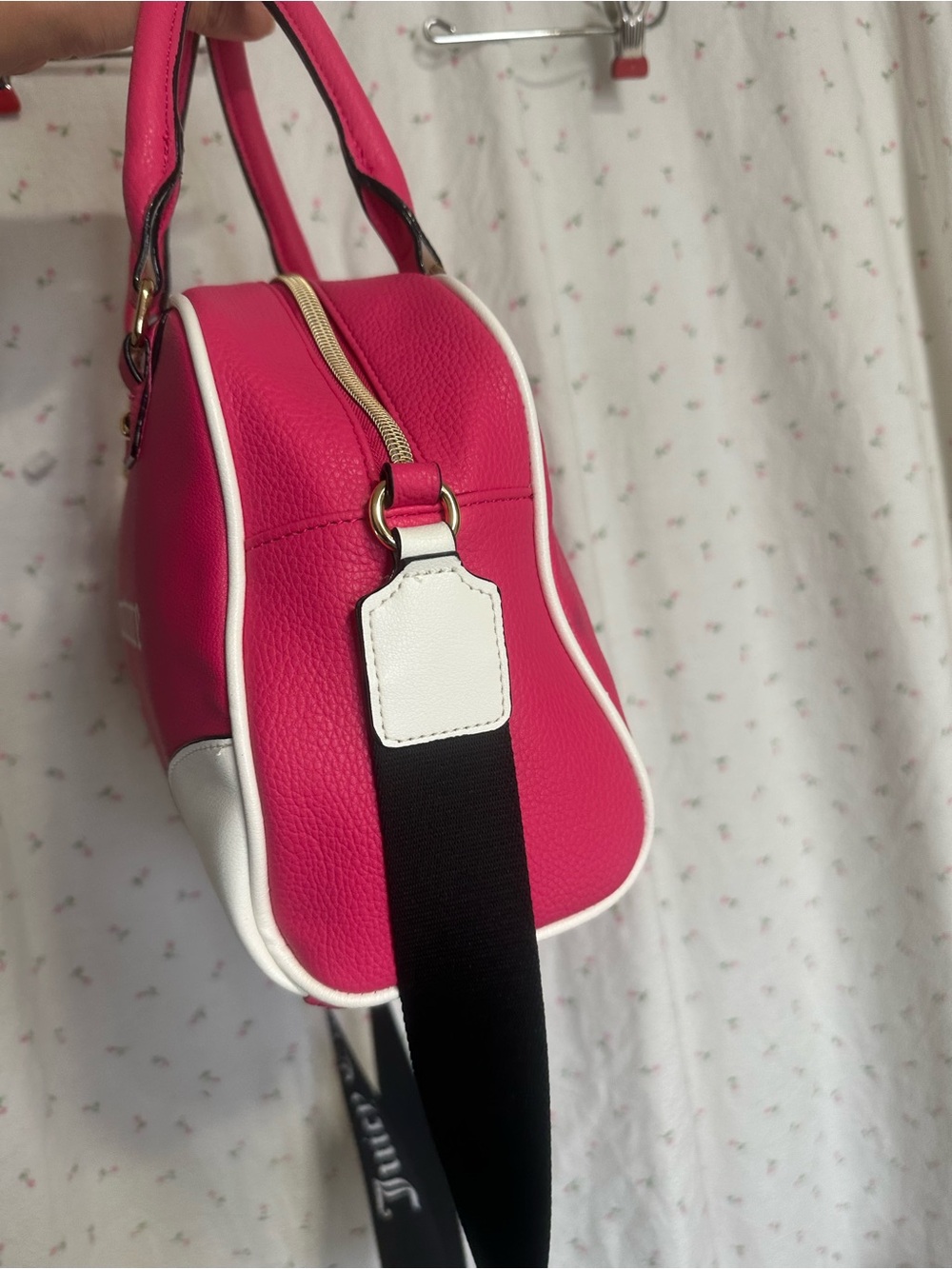 Juicy Couture Hot Pink and White Dome Satchel with Logo Strap - Picture 12 of 14